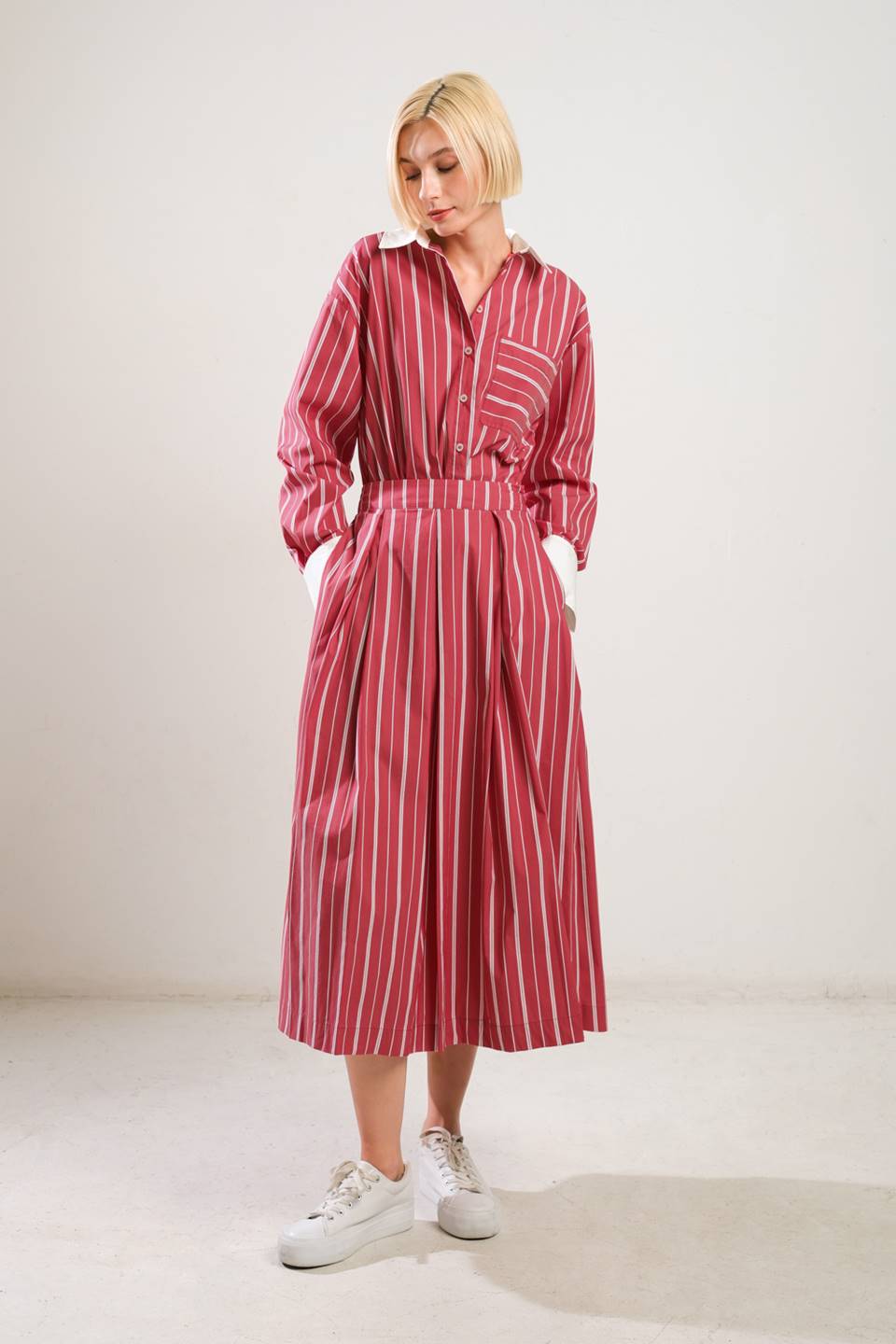 BEHIND THE GRIN WOVEN MIDI SKIRT - Mack & Harvie