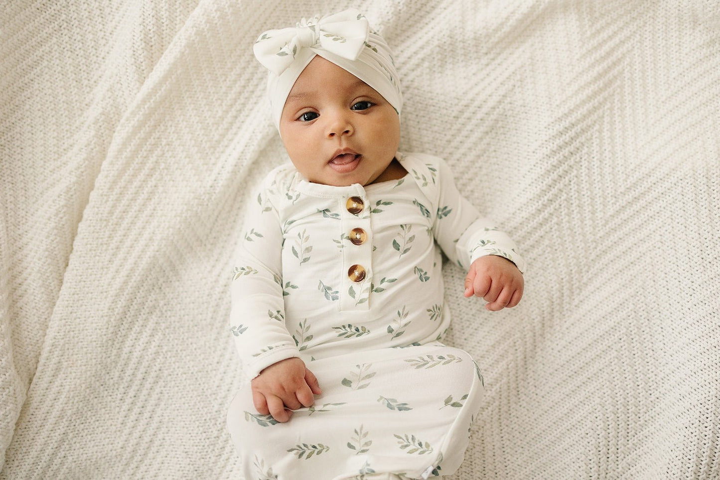 Bow Turban Hat - Green Leaves - Mack & Harvie