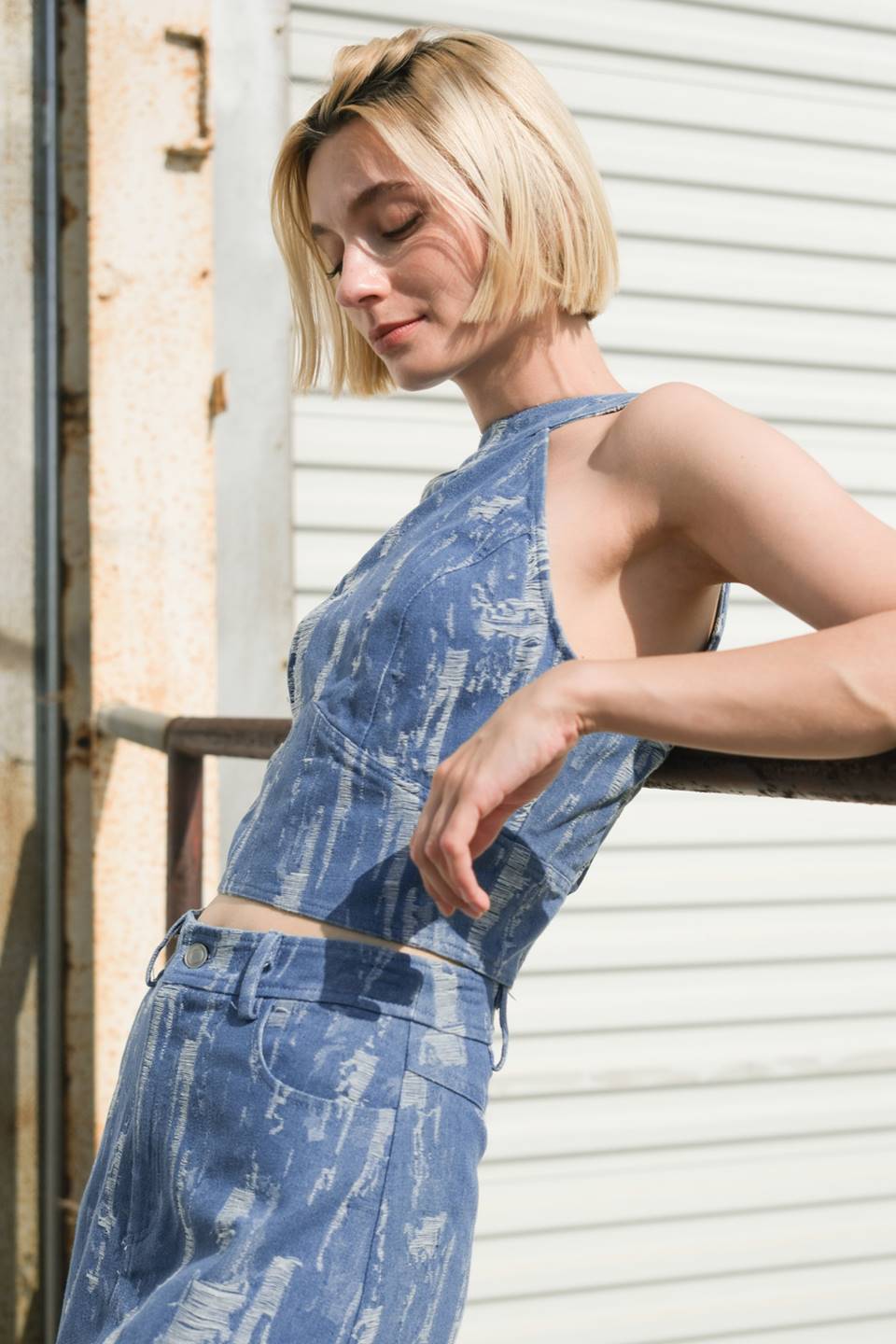 BREEZY ADORATION DENIM CROP TOP - Mack & Harvie
