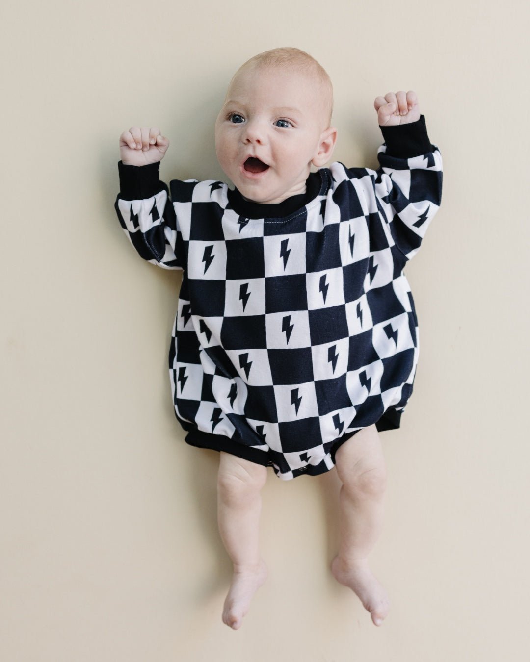 Bubble Romper | Charcoal Bolts - Mack & Harvie