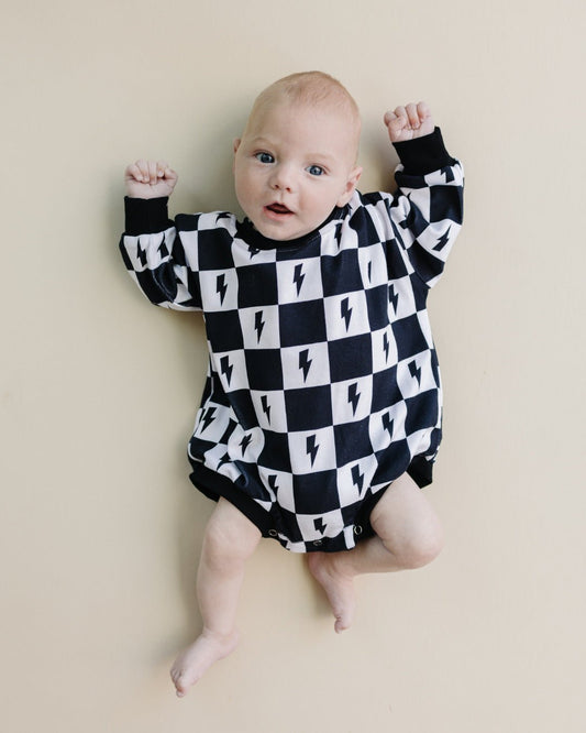 Bubble Romper | Charcoal Bolts - Mack & Harvie