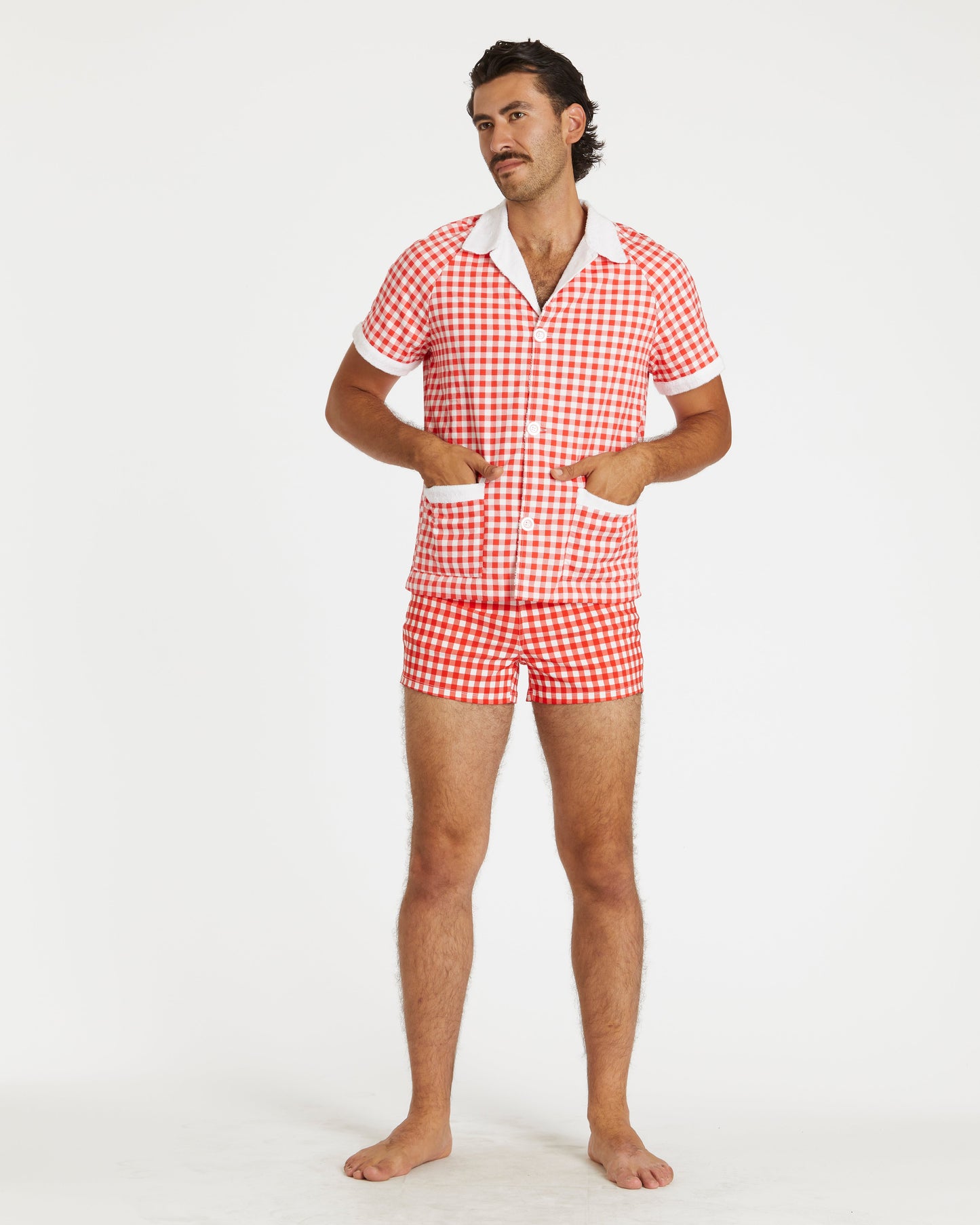 Gingham Cabana Shirt (Red)