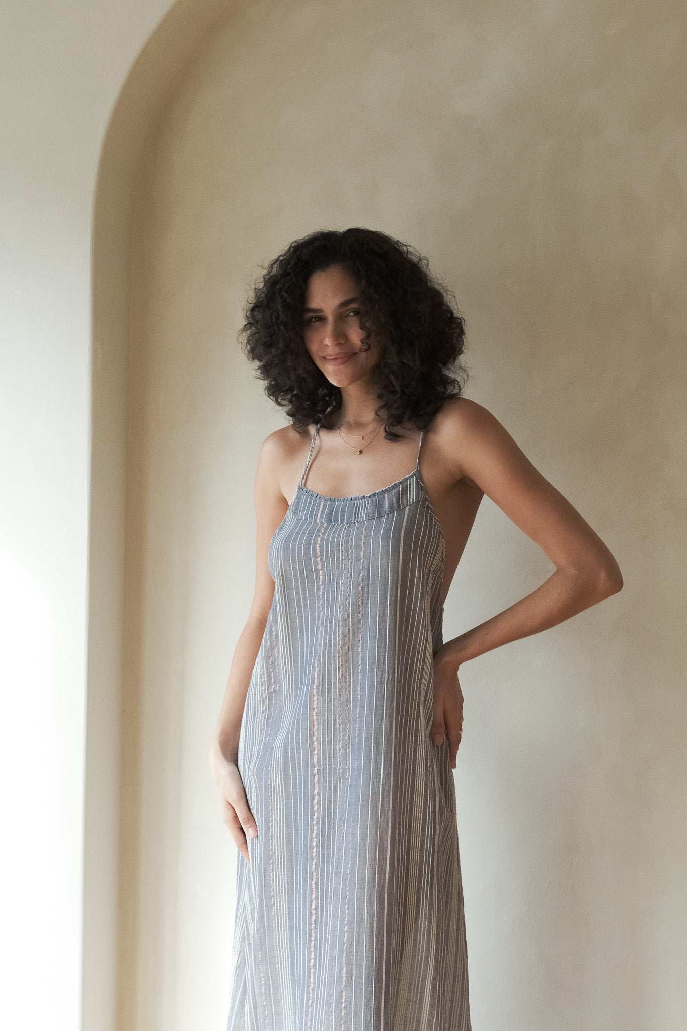 Canggu Maxi Dress - Navy With Stripes - Mack & Harvie