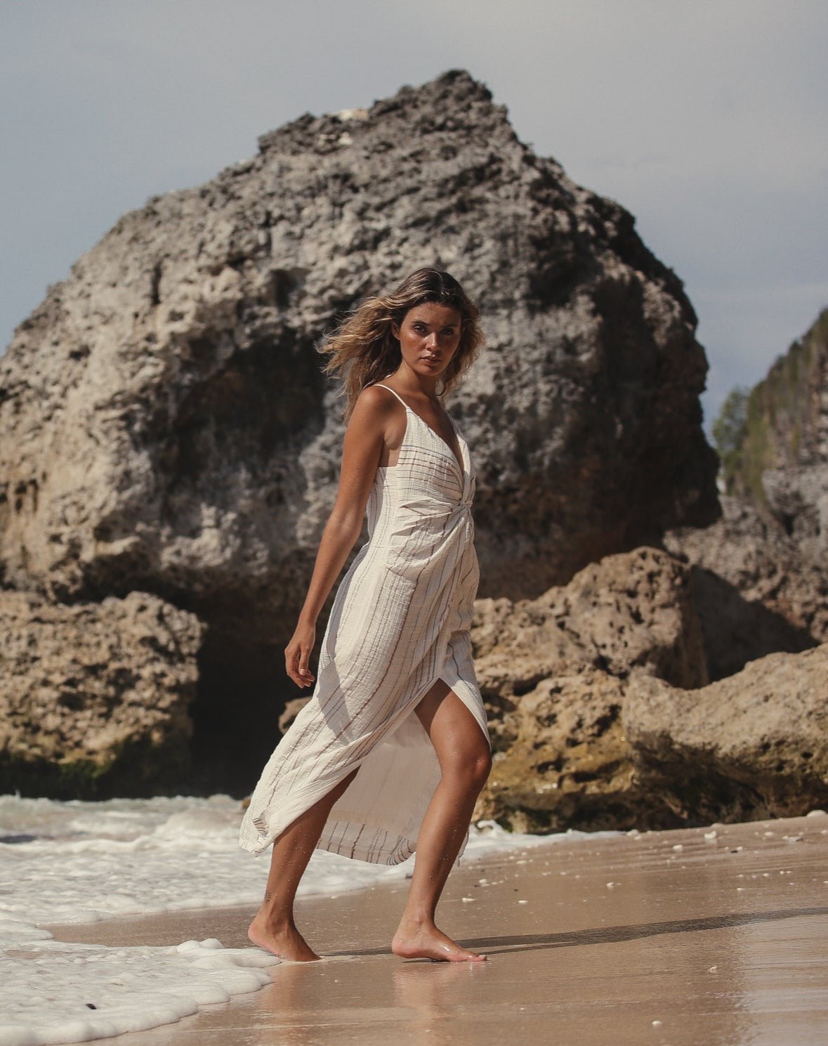 Celia Striped Dress - Natural - Mack & Harvie