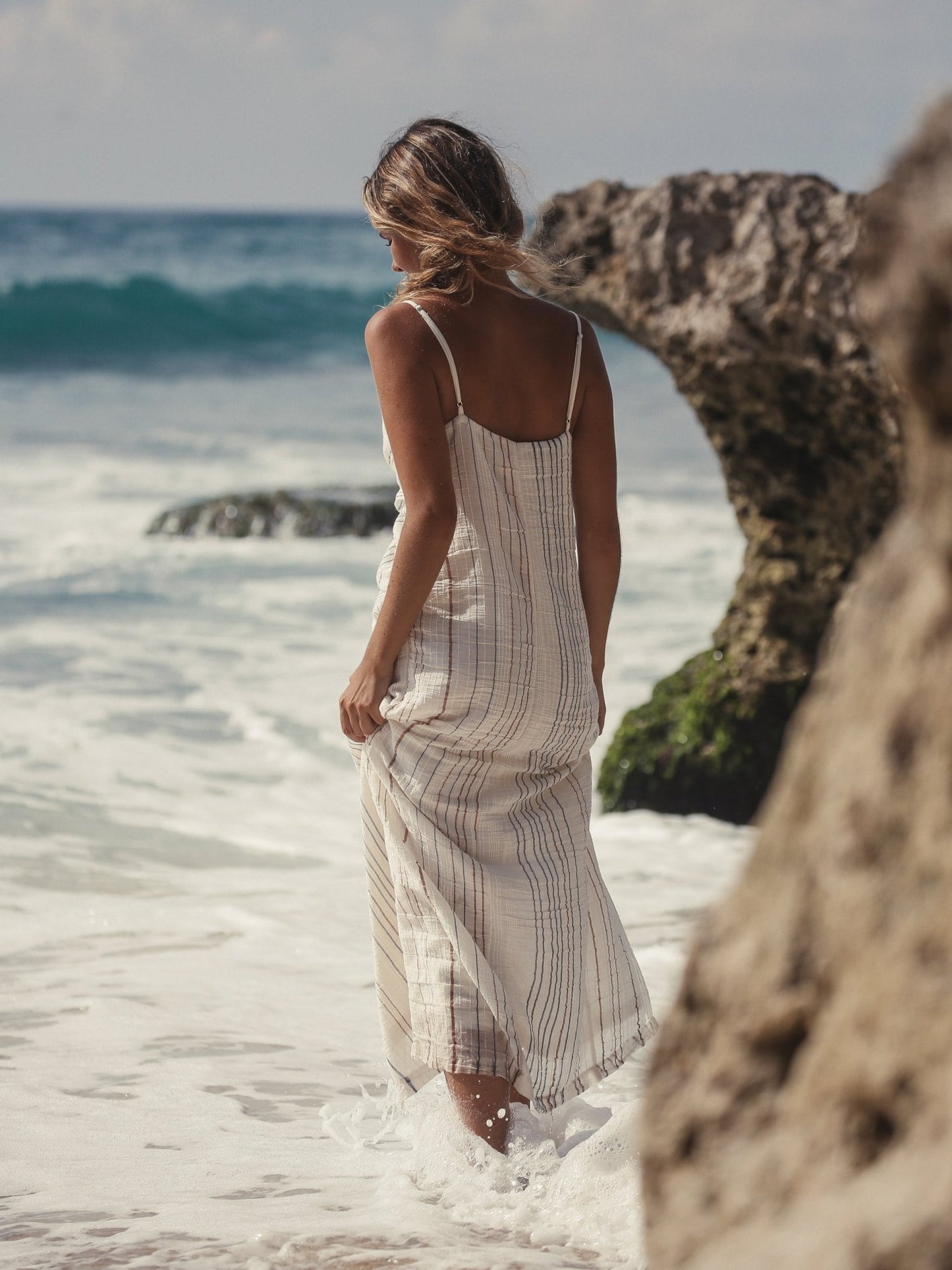 Celia Striped Dress - Natural - Mack & Harvie