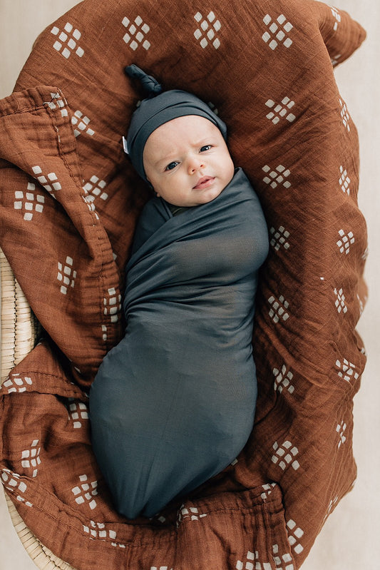 Charcoal Bamboo Stretch Swaddle - Mack & Harvie