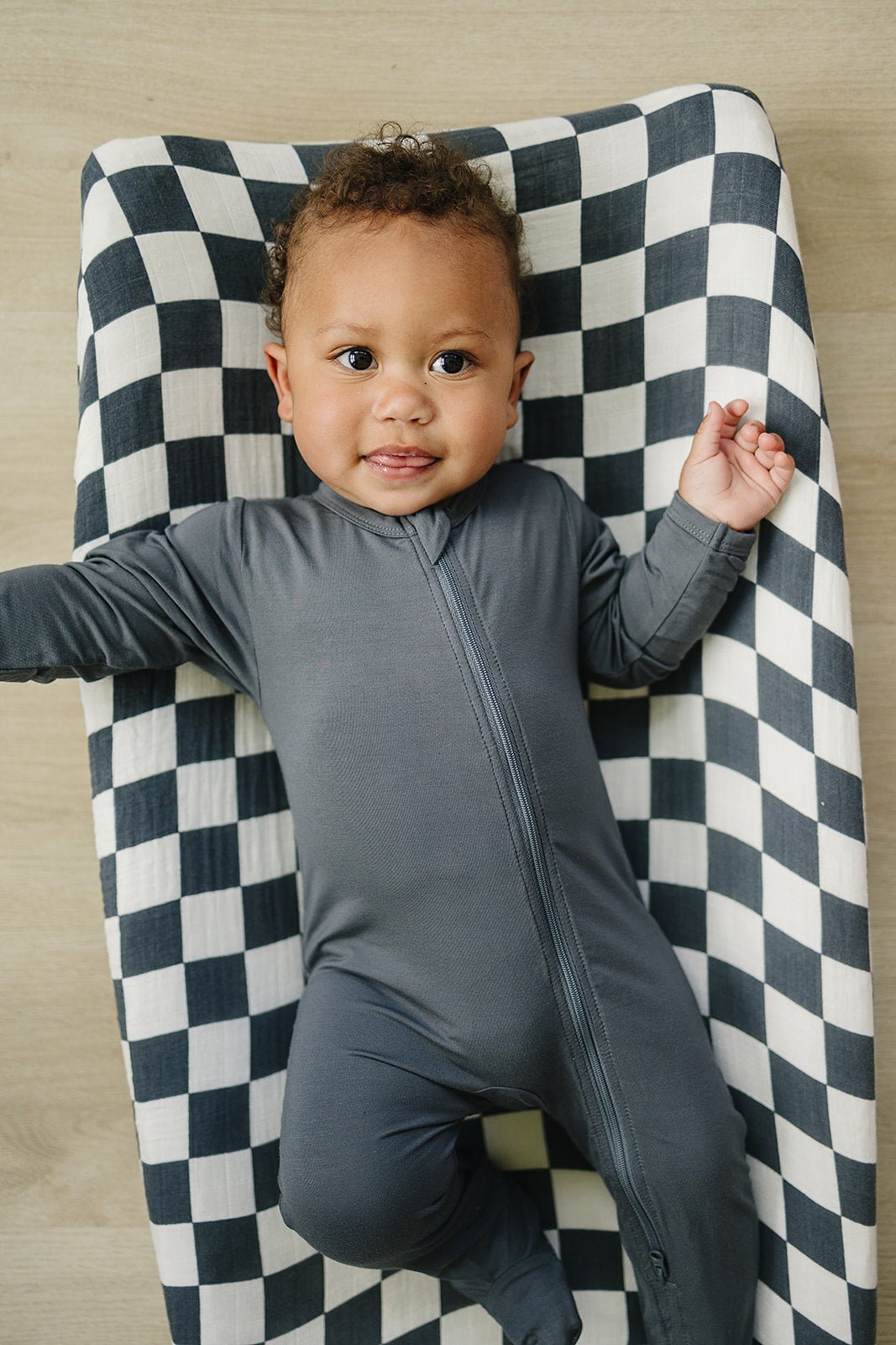 Charcoal Checkered Muslin Changing Pad Cover - Mack & Harvie