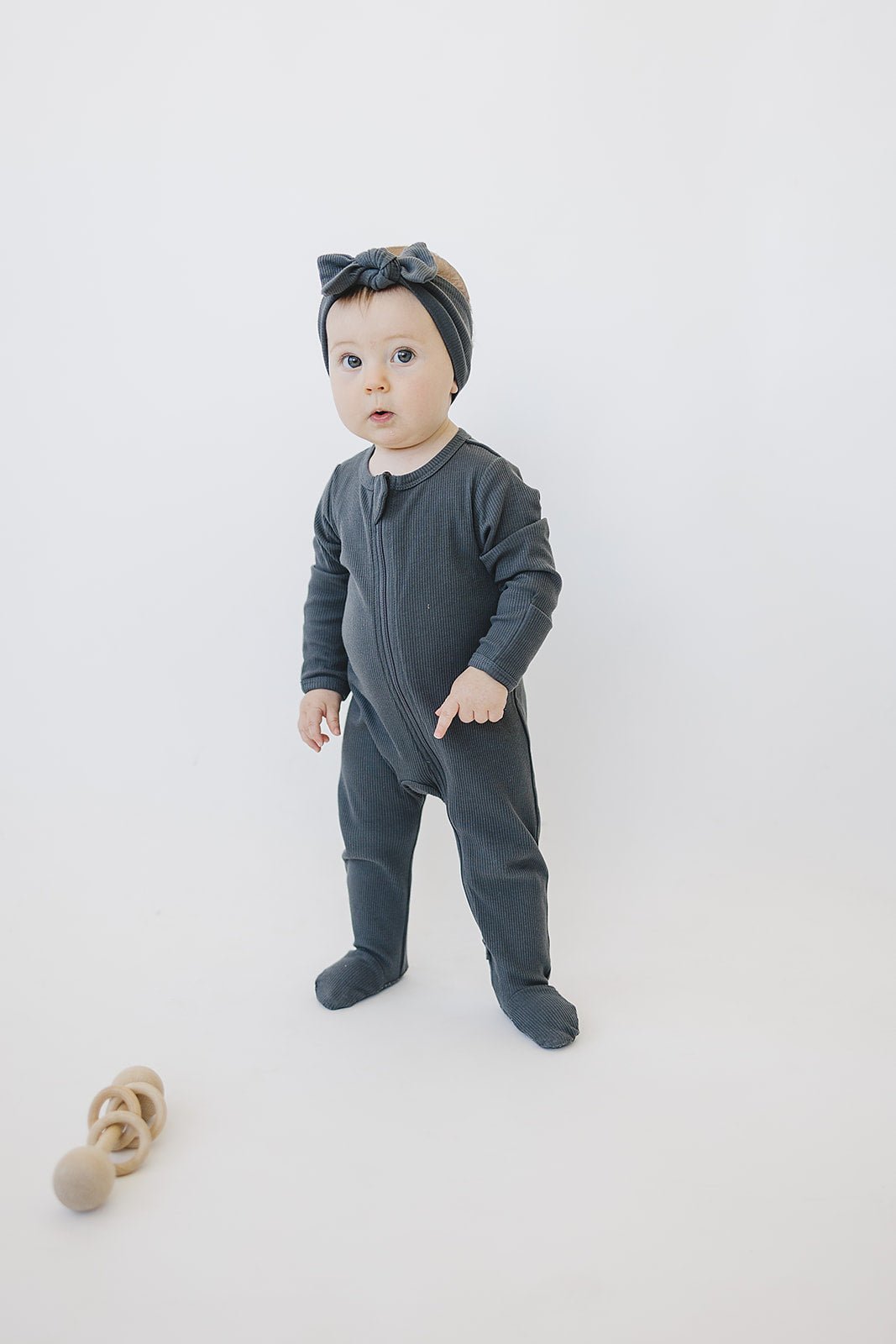 Charcoal Organic Cotton Ribbed Zipper - Mack & Harvie