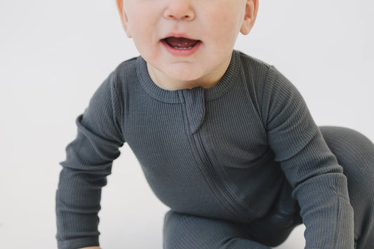 Charcoal Organic Cotton Ribbed Zipper - Mack & Harvie