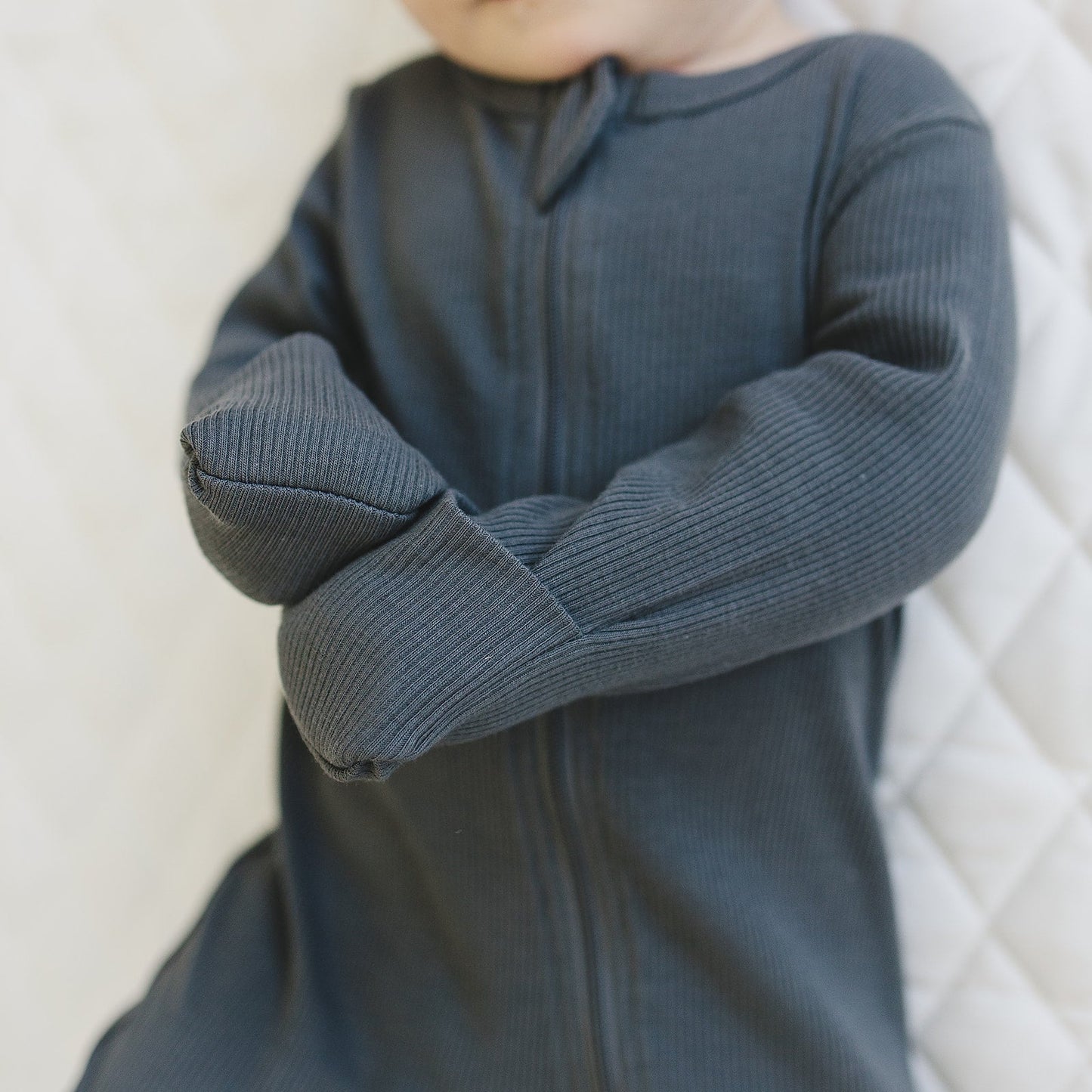 Charcoal Organic Cotton Ribbed Zipper - Mack & Harvie