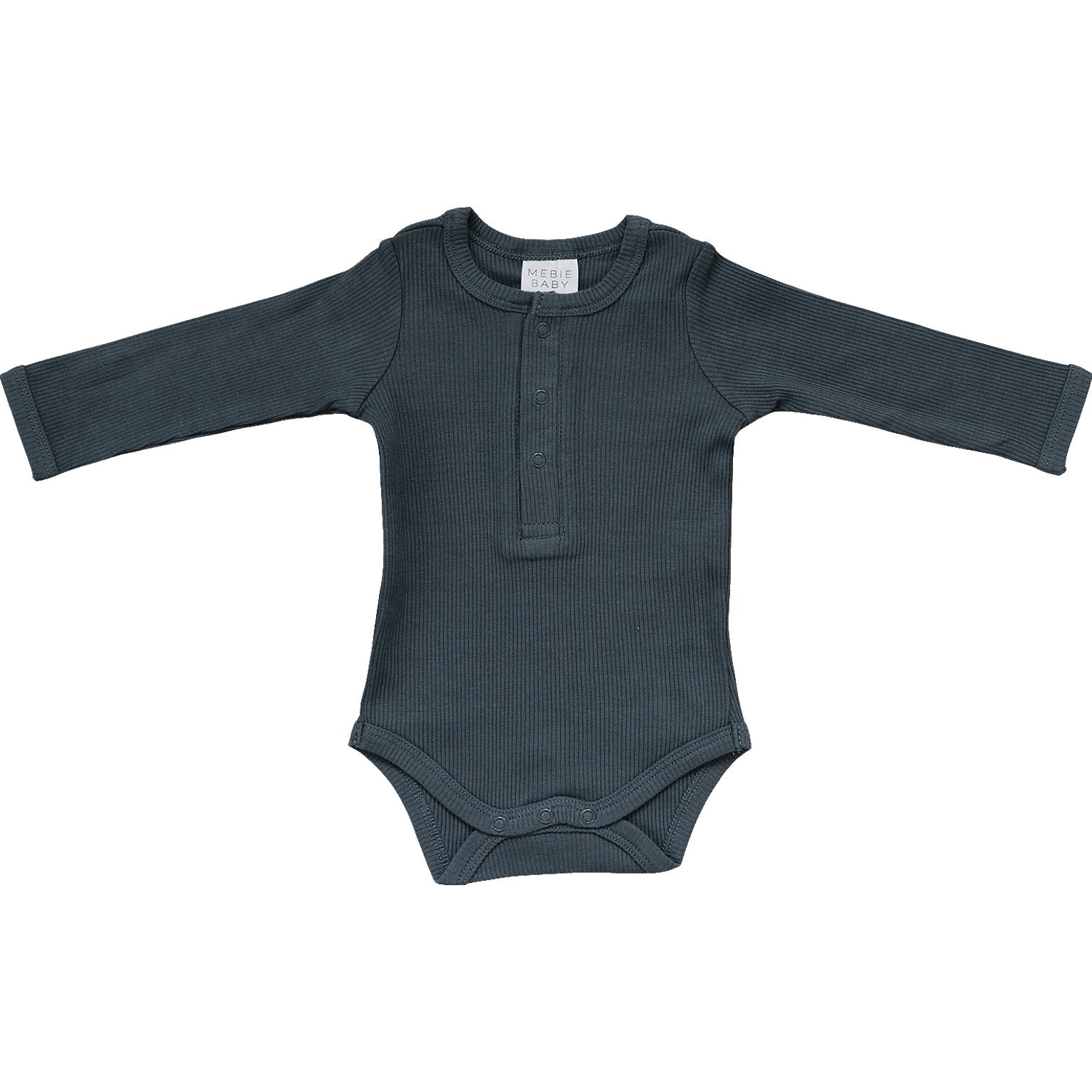 Charcoal Organic Snap Long Sleeve Ribbed Bodysuit - Mack & Harvie