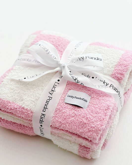 Checkered Plush Blanket | Pink - Mack & Harvie