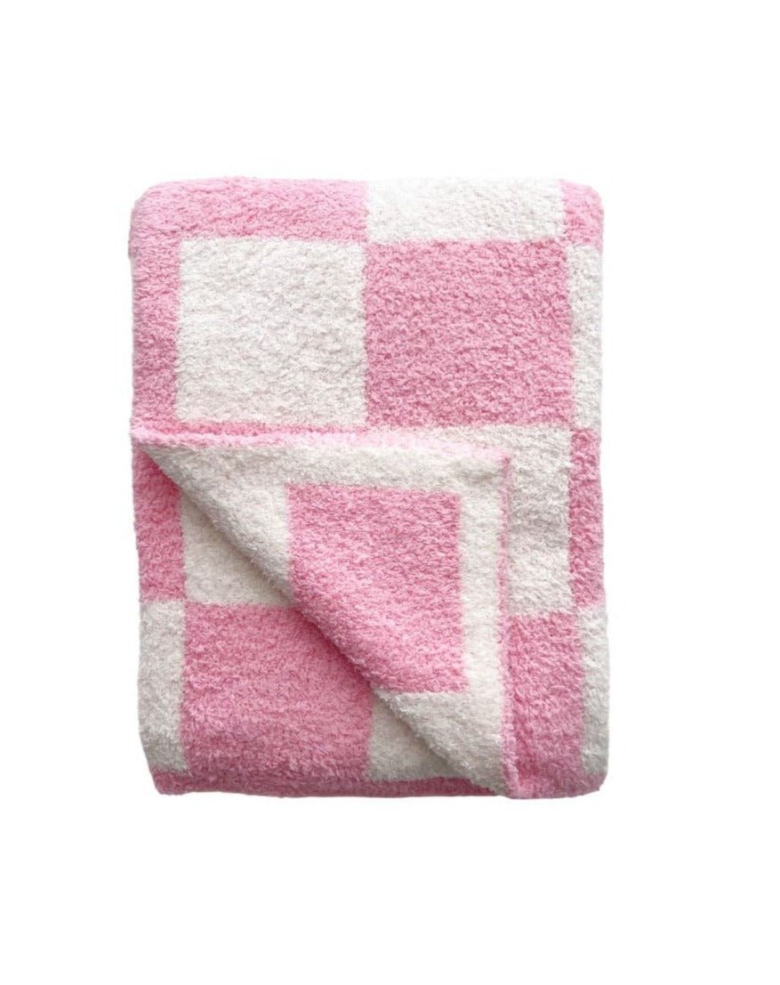 Checkered Plush Blanket | Pink - Mack & Harvie