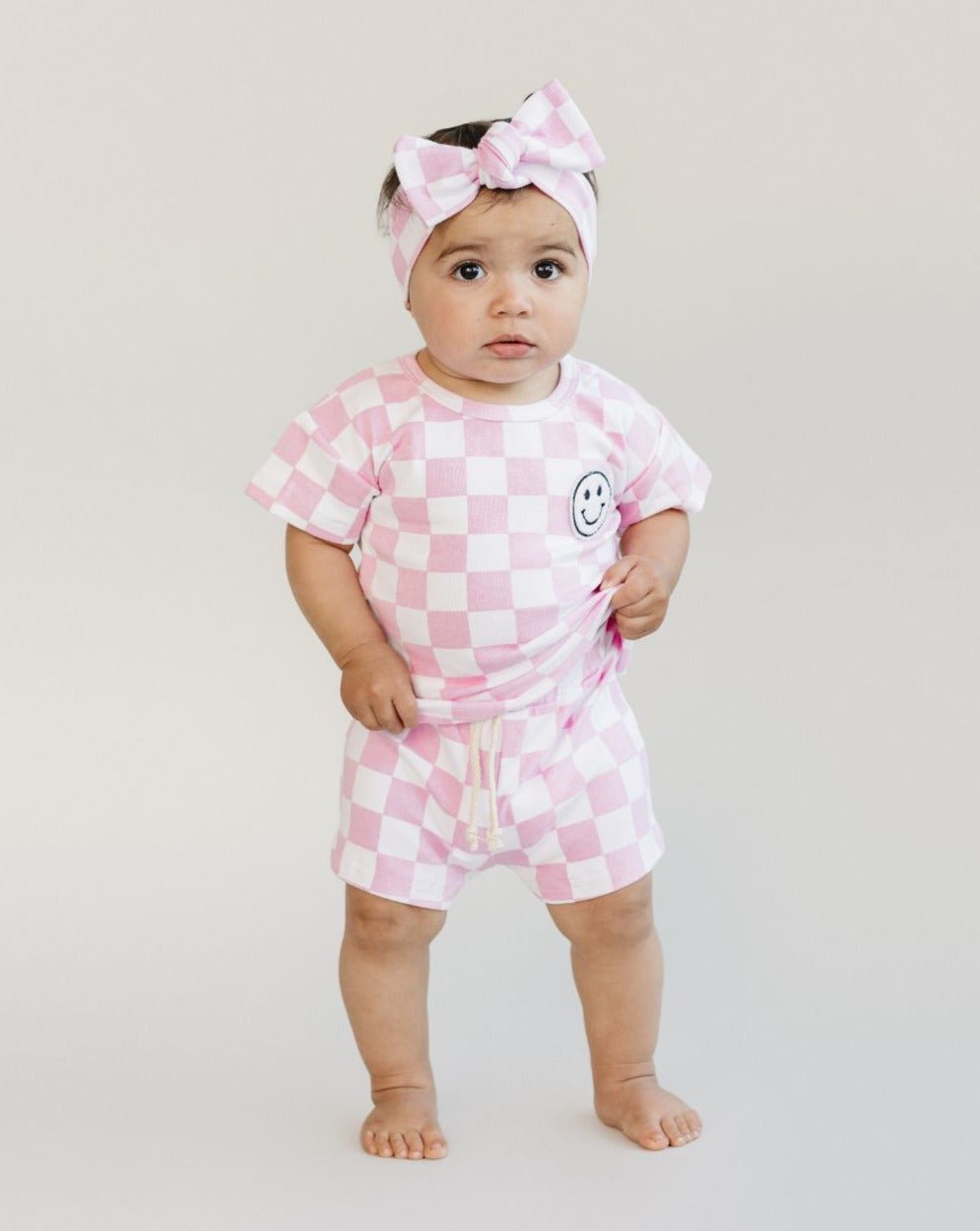 Checkered Shorts Set | Pink - Mack & Harvie