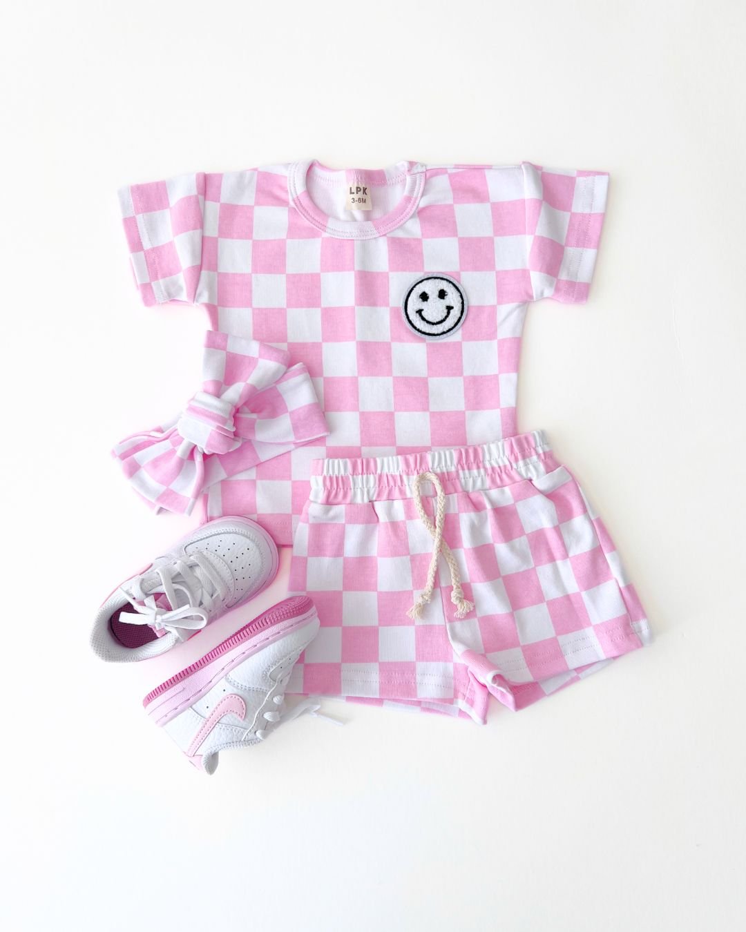 Checkered Shorts Set | Pink - Mack & Harvie