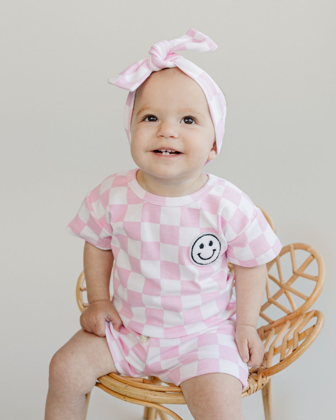 Checkered Shorts Set | Pink - Mack & Harvie