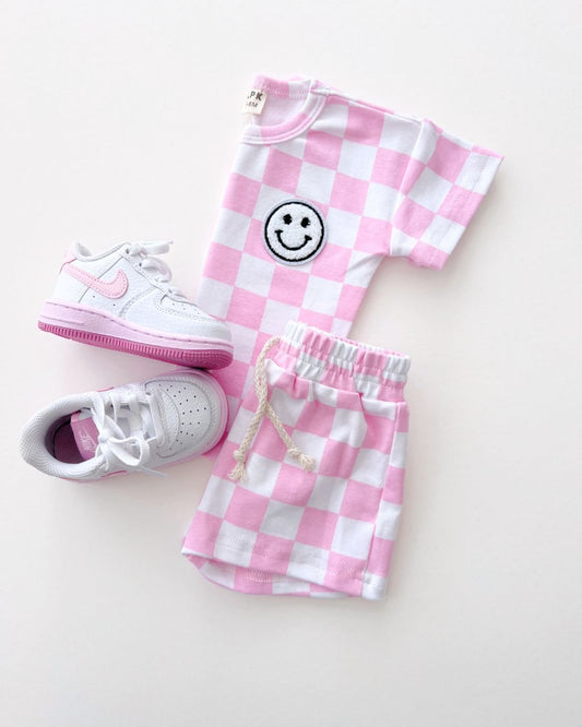 Checkered Shorts Set | Pink - Mack & Harvie