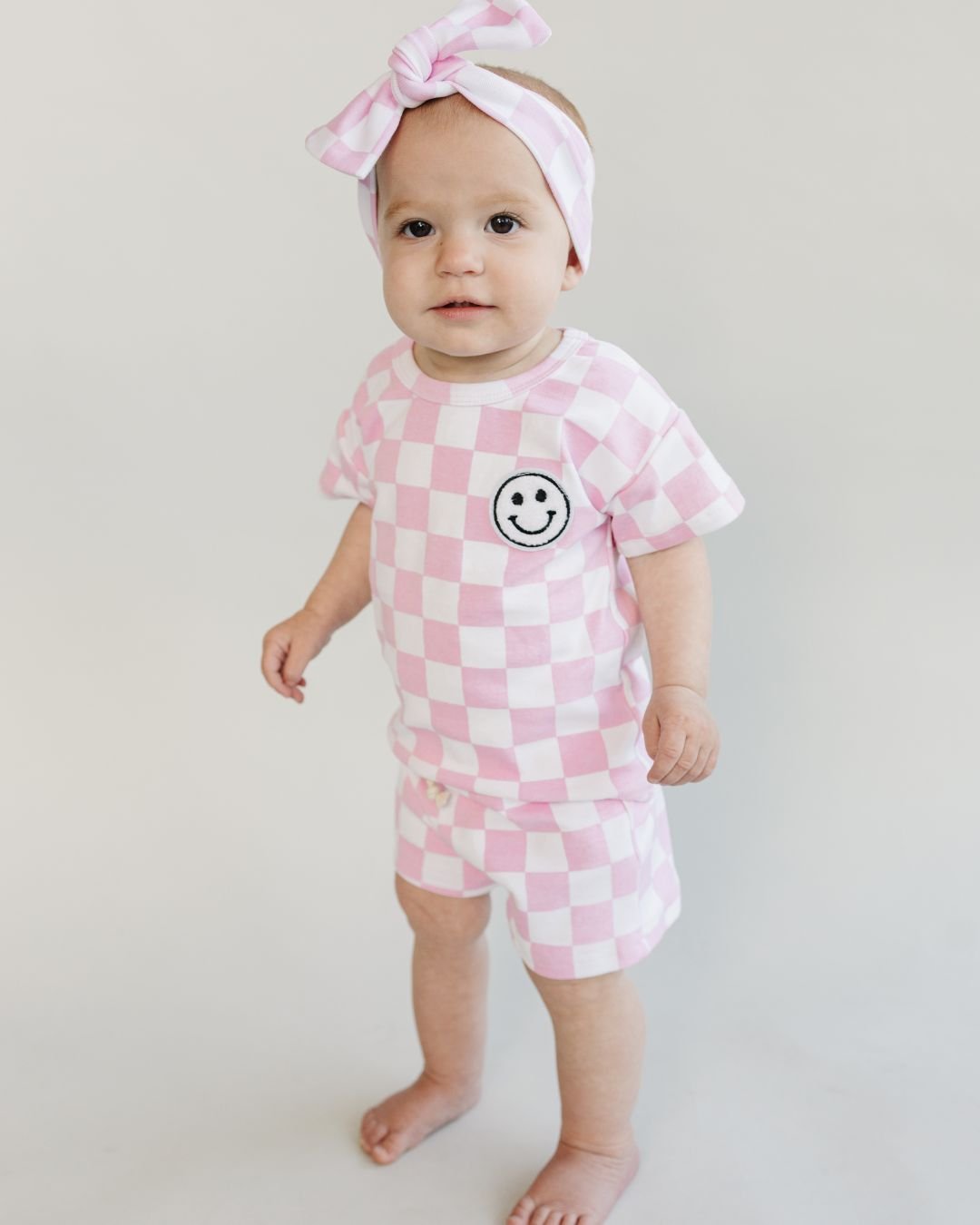Checkered Shorts Set | Pink - Mack & Harvie