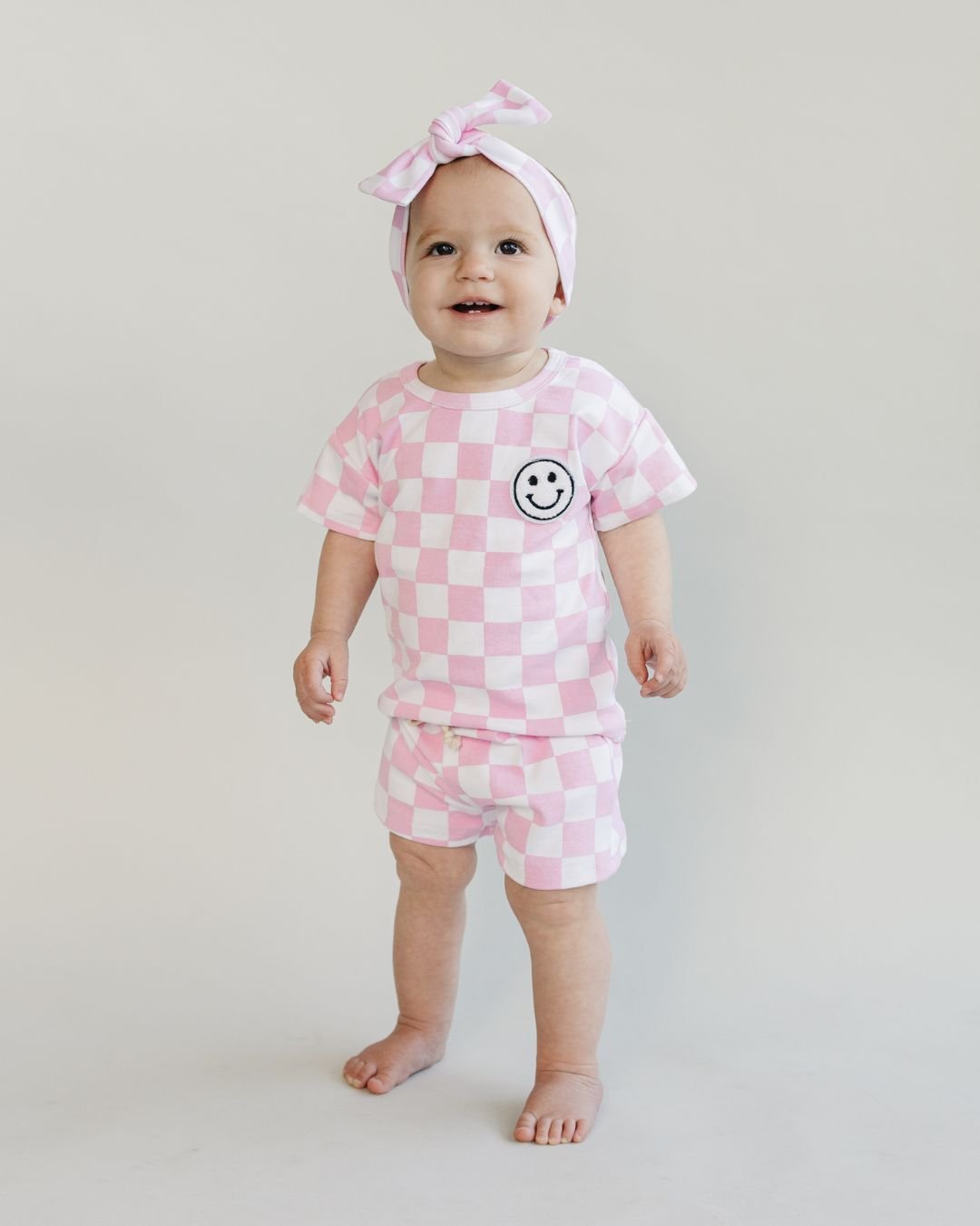 Checkered Shorts Set | Pink - Mack & Harvie
