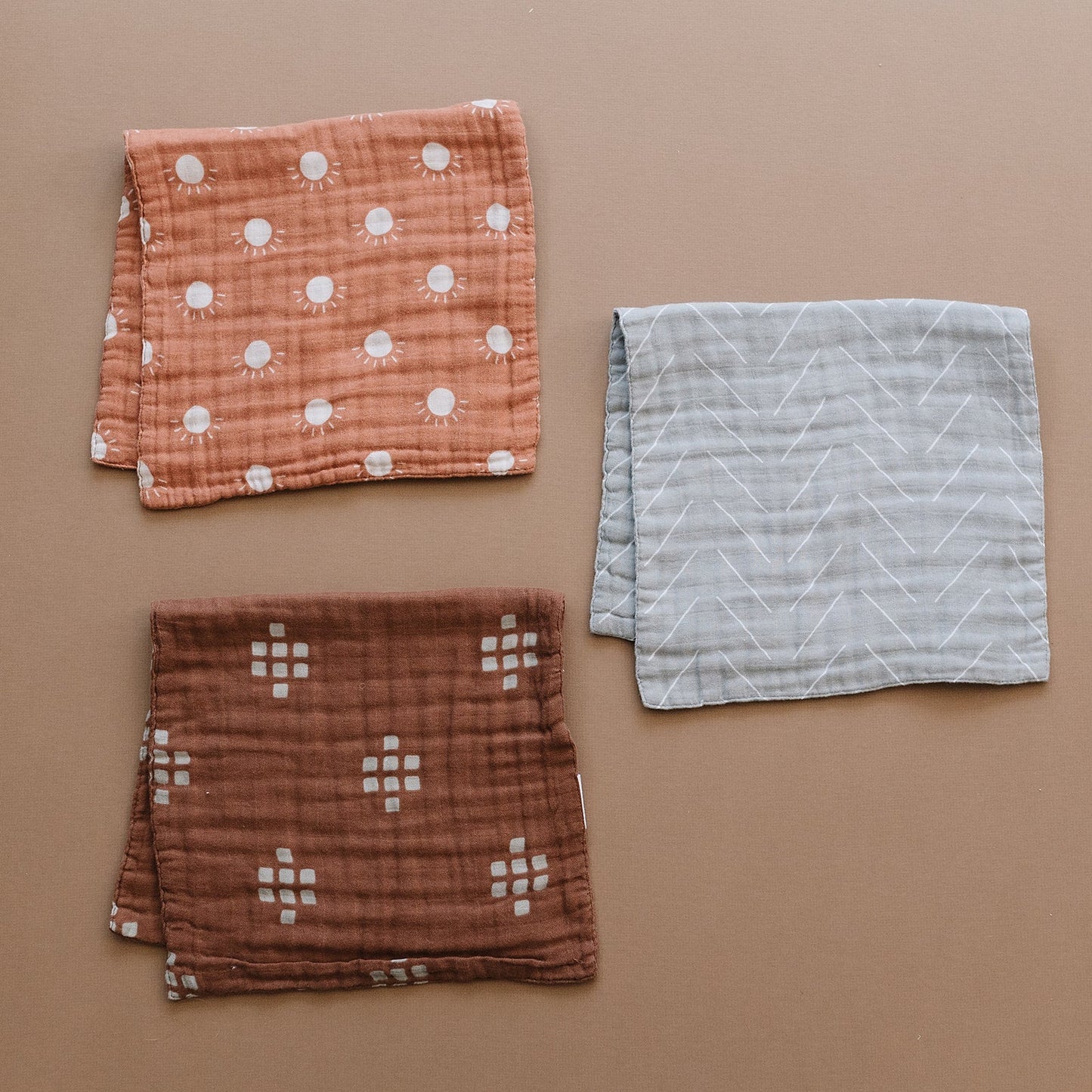 Chestnut Textile Muslin Burp Cloth - Mack & Harvie