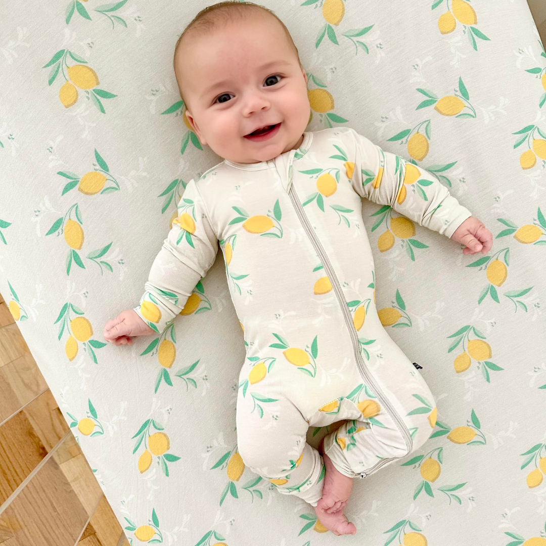 Crib Sheet in Citrus Gray