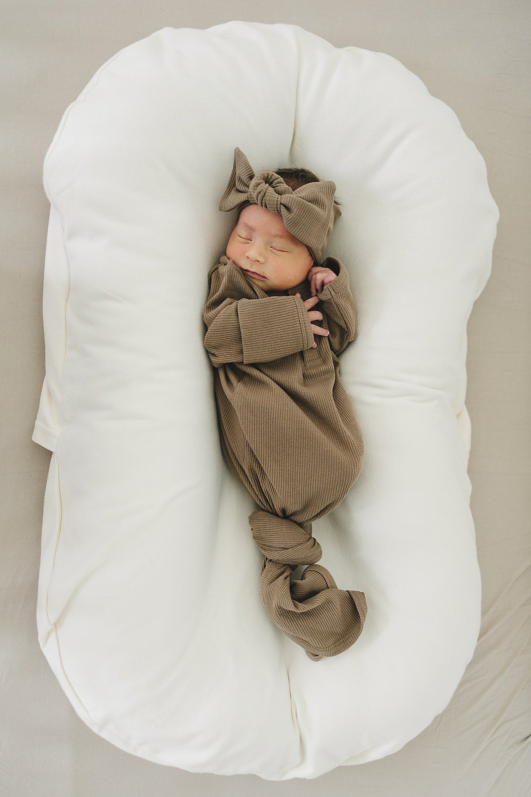 Cocoa Organic Cotton Ribbed Knot Gown - Mack & Harvie