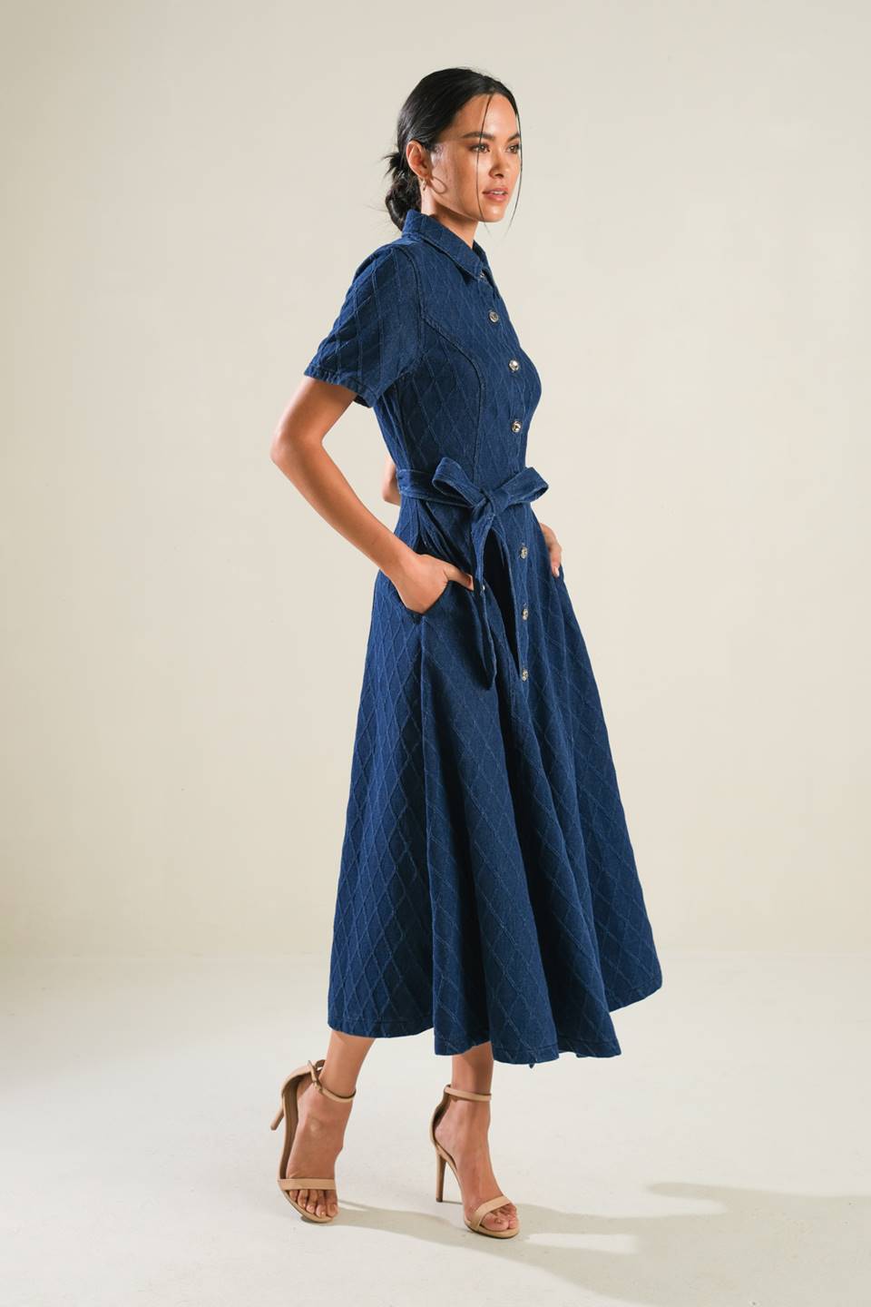 CONFIDENT STRIDES DENIM MIDI DRESS - Mack & Harvie