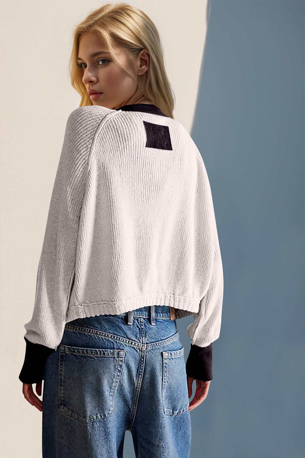 Contrast Button Up Long Sleeve Cardigan - Mack & Harvie
