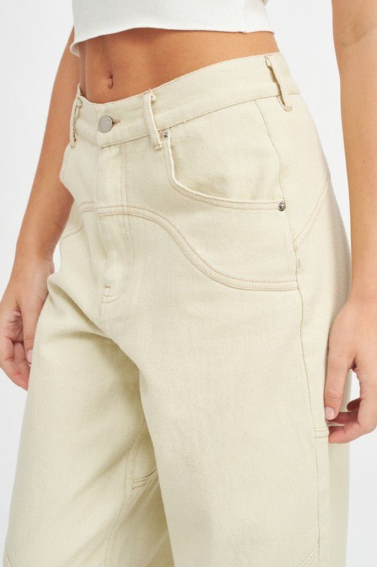 CONTRASTED STITCH DETAIL WIDE PANTS - Mack & Harvie