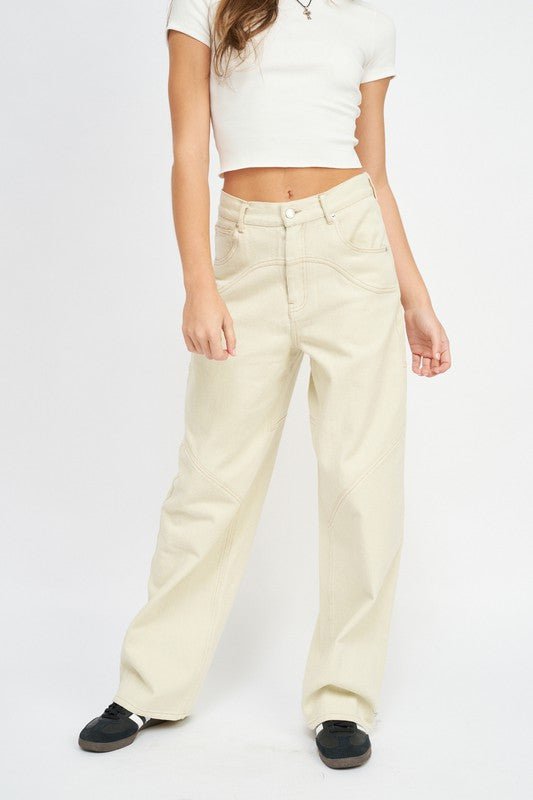 CONTRASTED STITCH DETAIL WIDE PANTS - Mack & Harvie