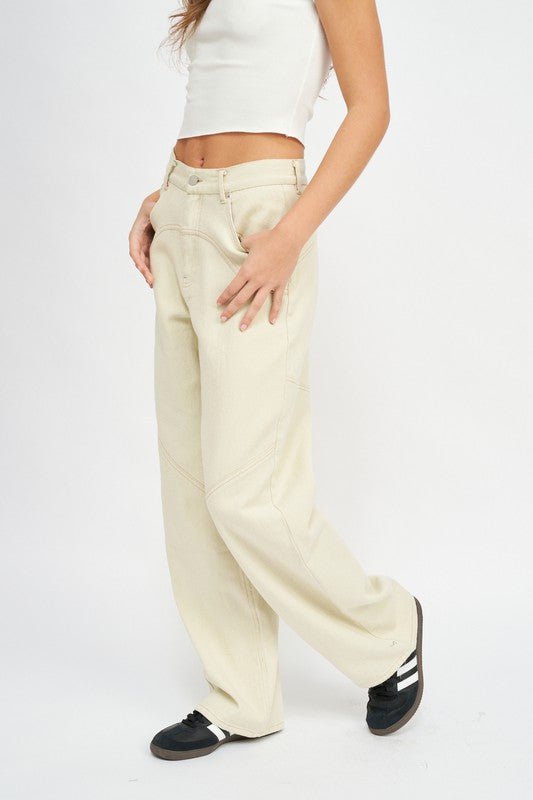 CONTRASTED STITCH DETAIL WIDE PANTS - Mack & Harvie