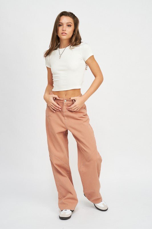 CONTRASTED STITCH DETAIL WIDE PANTS - Mack & Harvie