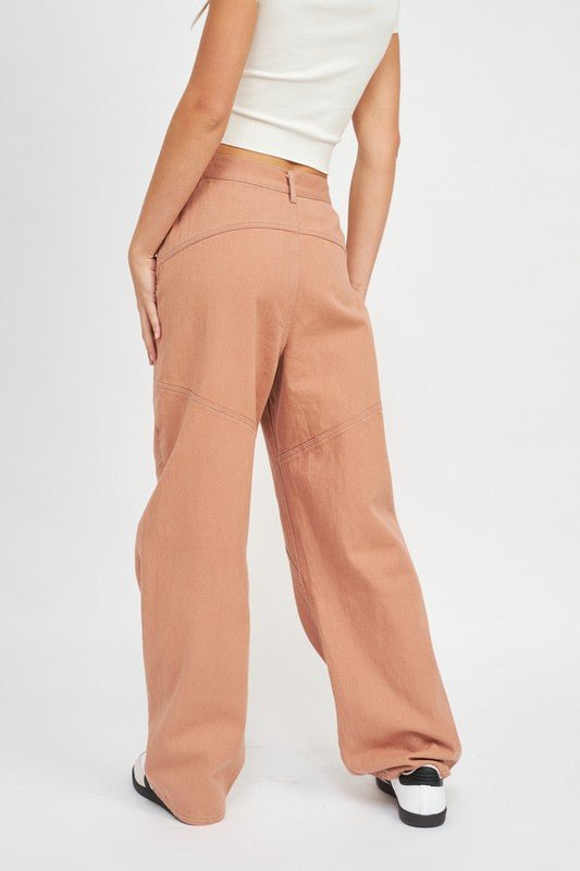 CONTRASTED STITCH DETAIL WIDE PANTS - Mack & Harvie