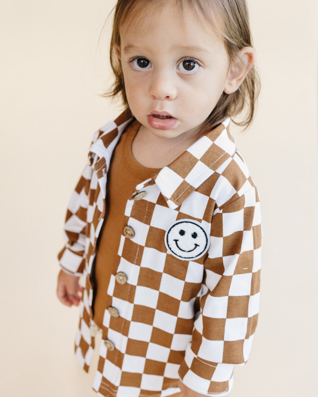 Cotton Shacket | Smiley Checkered Copper - Mack & Harvie
