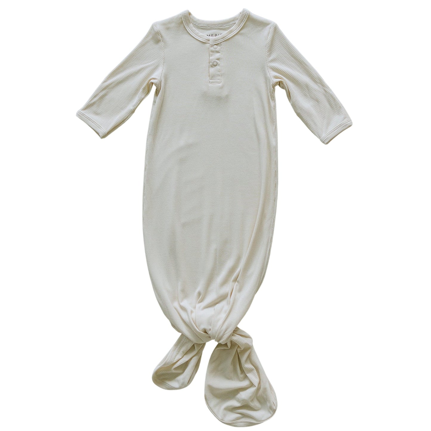 Cream Ribbed Bamboo Knot Gown - Mack & Harvie