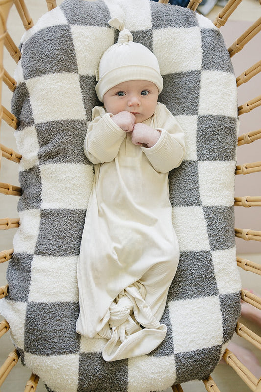 Cream Ribbed Bamboo Newborn Knot Hat - Mack & Harvie
