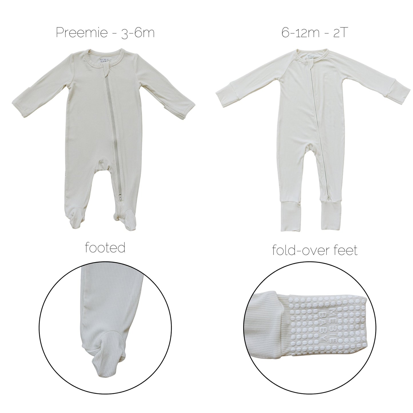 Cream Ribbed Bamboo Zipper - Mack & Harvie