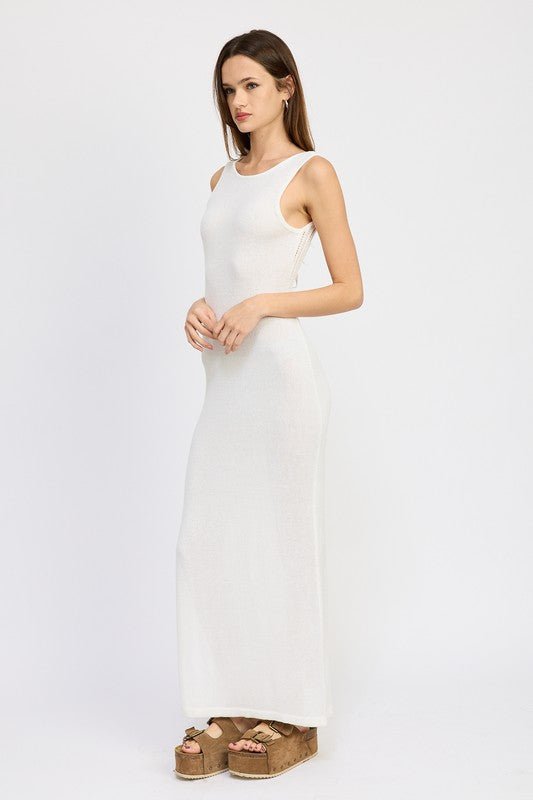 CROCHET MAXI DRESS WITH BACK TIE DETAIL - Mack & Harvie