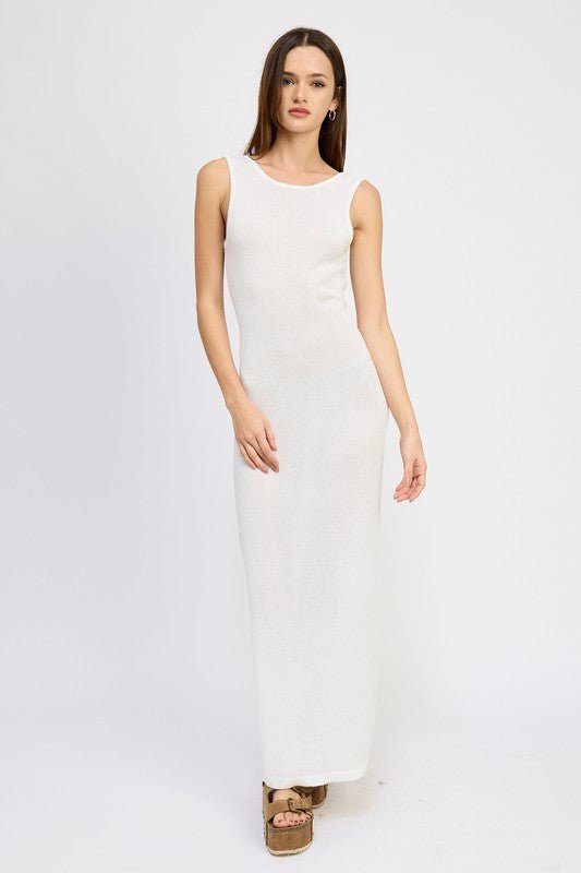 CROCHET MAXI DRESS WITH BACK TIE DETAIL - Mack & Harvie