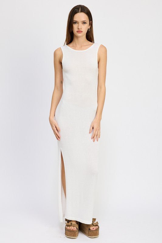 CROCHET MAXI DRESS WITH BACK TIE DETAIL - Mack & Harvie