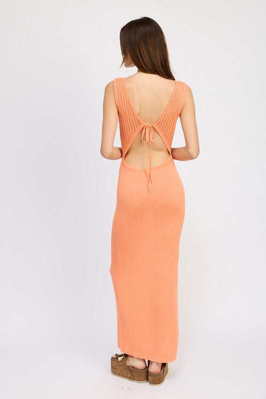 CROCHET MAXI DRESS WITH BACK TIE DETAIL - Mack & Harvie