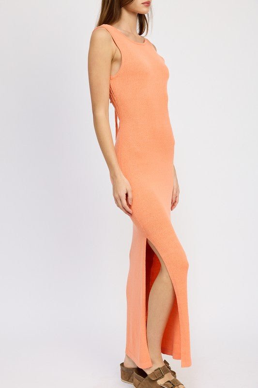 CROCHET MAXI DRESS WITH BACK TIE DETAIL - Mack & Harvie