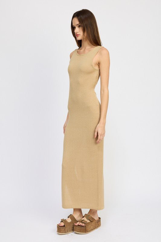 CROCHET MAXI DRESS WITH BACK TIE DETAIL - Mack & Harvie