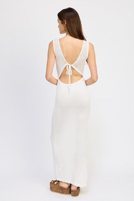 CROCHET MAXI DRESS WITH BACK TIE DETAIL - Mack & Harvie