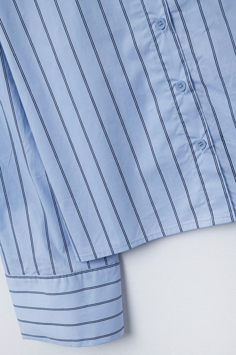 Cropped Blue Striped Poplin Shirt