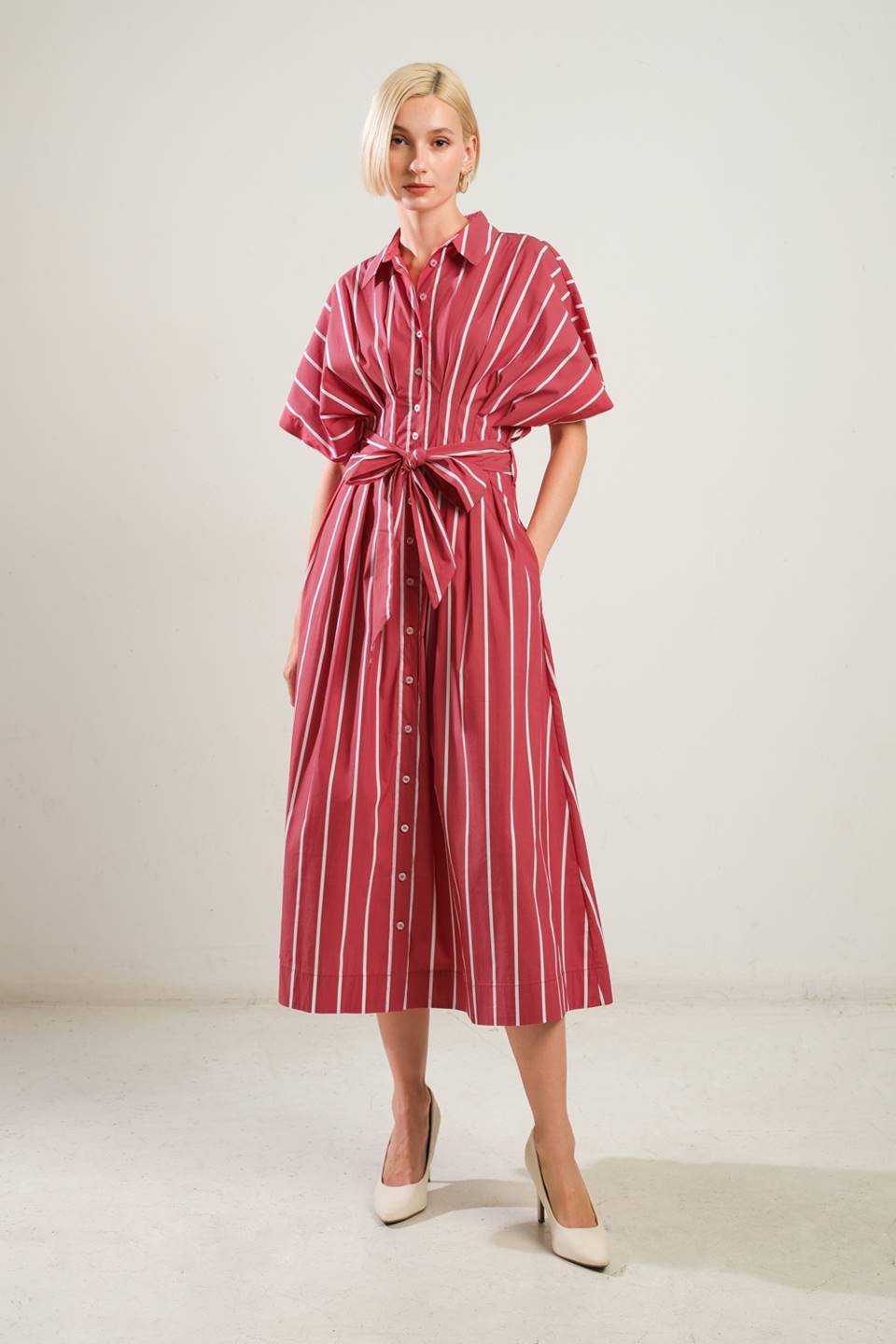 DARING HEART WOVEN MIDI DRESS - Mack & Harvie