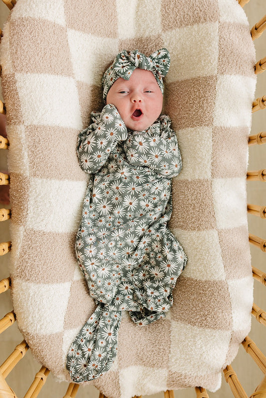 Dark Green Daisy Bamboo Head Wrap - Mack & Harvie