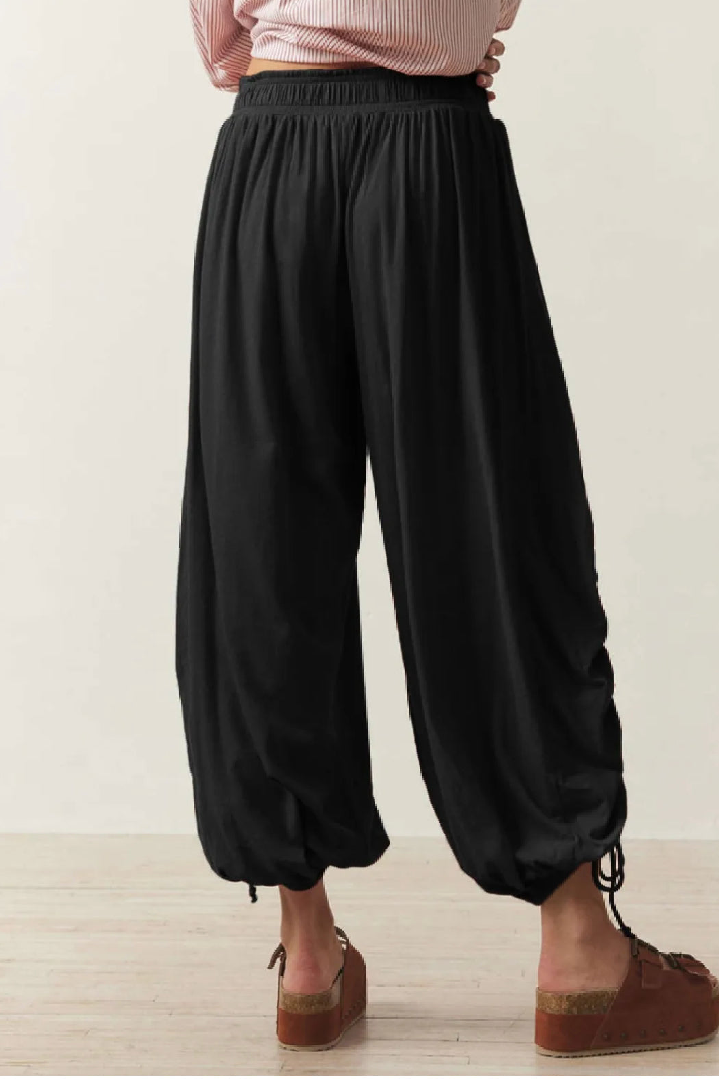Drawstring Ruched Knit Pants