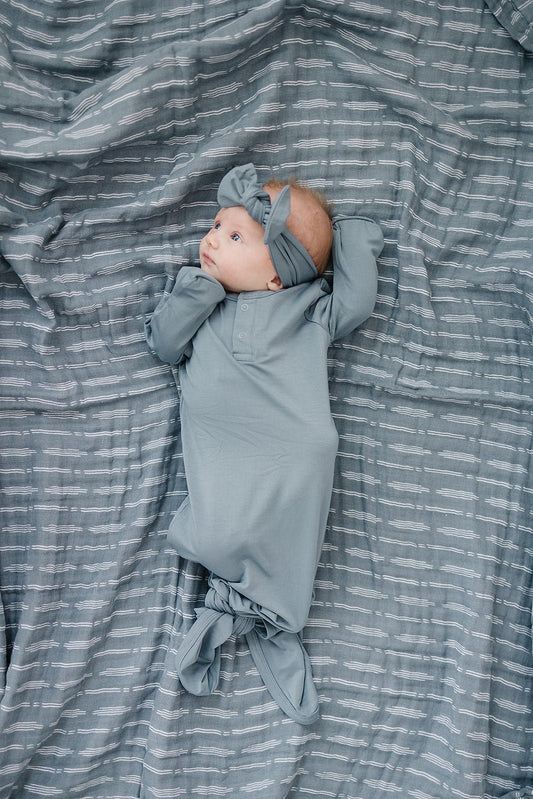 Dusty Blue Bamboo Head Wrap - Mack & Harvie