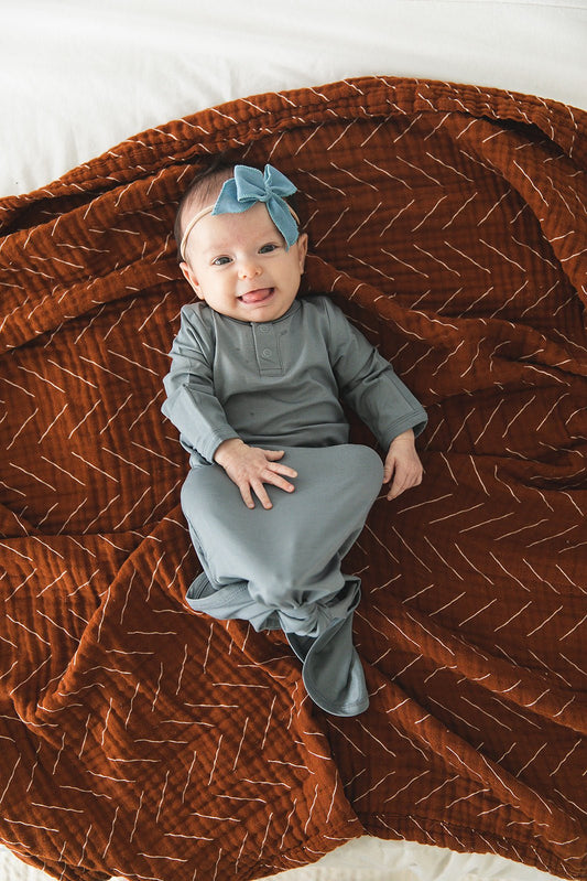 Dusty Blue Bamboo Knot Gown - Mack & Harvie